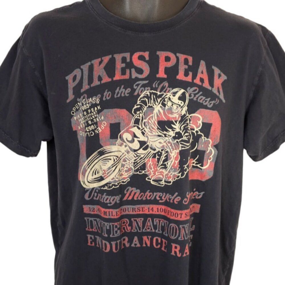 Pikes Peak T Shirt Mens Size Large Black International Endurance Race Motocross